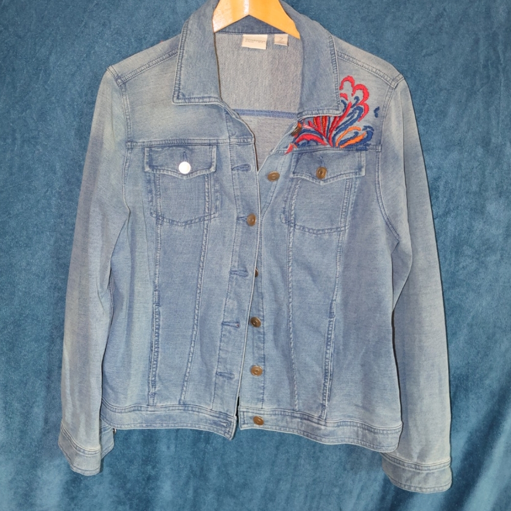 Stylish Blue Embroidered Denim Jacket